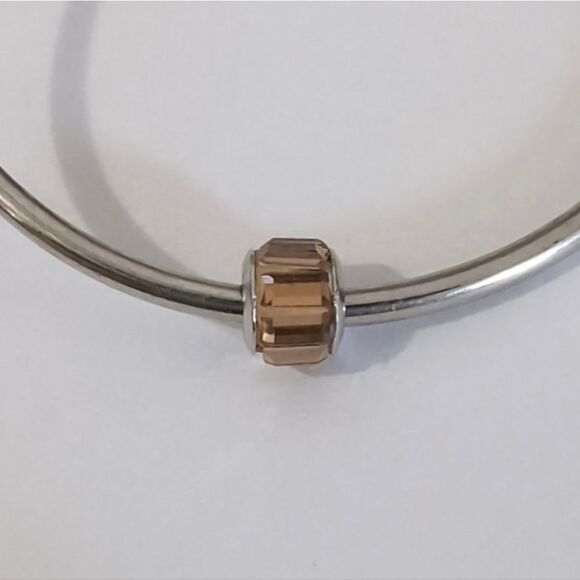 Silver Amber Crystals Charm for Pandora Style Bracelet - Picture 3 of 4
